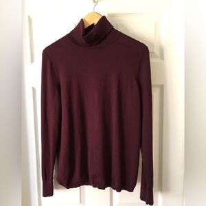 Burgundy long sleeve cotton blend turtleneck sweater size medium.